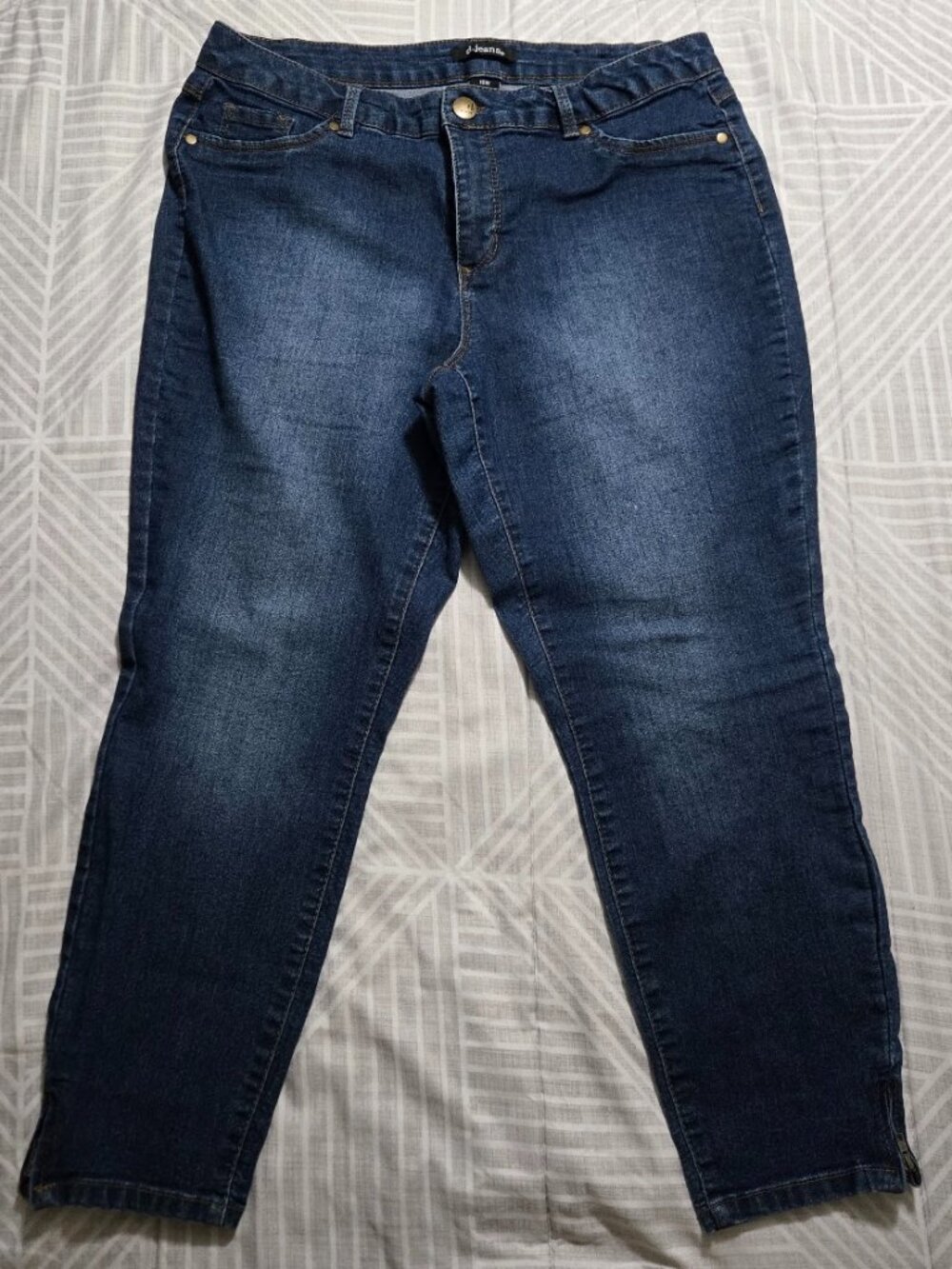 d.jeans Dark Wash Ankle Zip Stretch Skinny Jeans Plus Size 16W